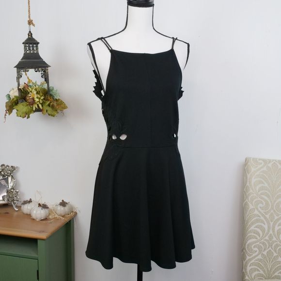 Free People Open Back Cut Out Leaf Fit Flare Dress - Picture 2 of 10